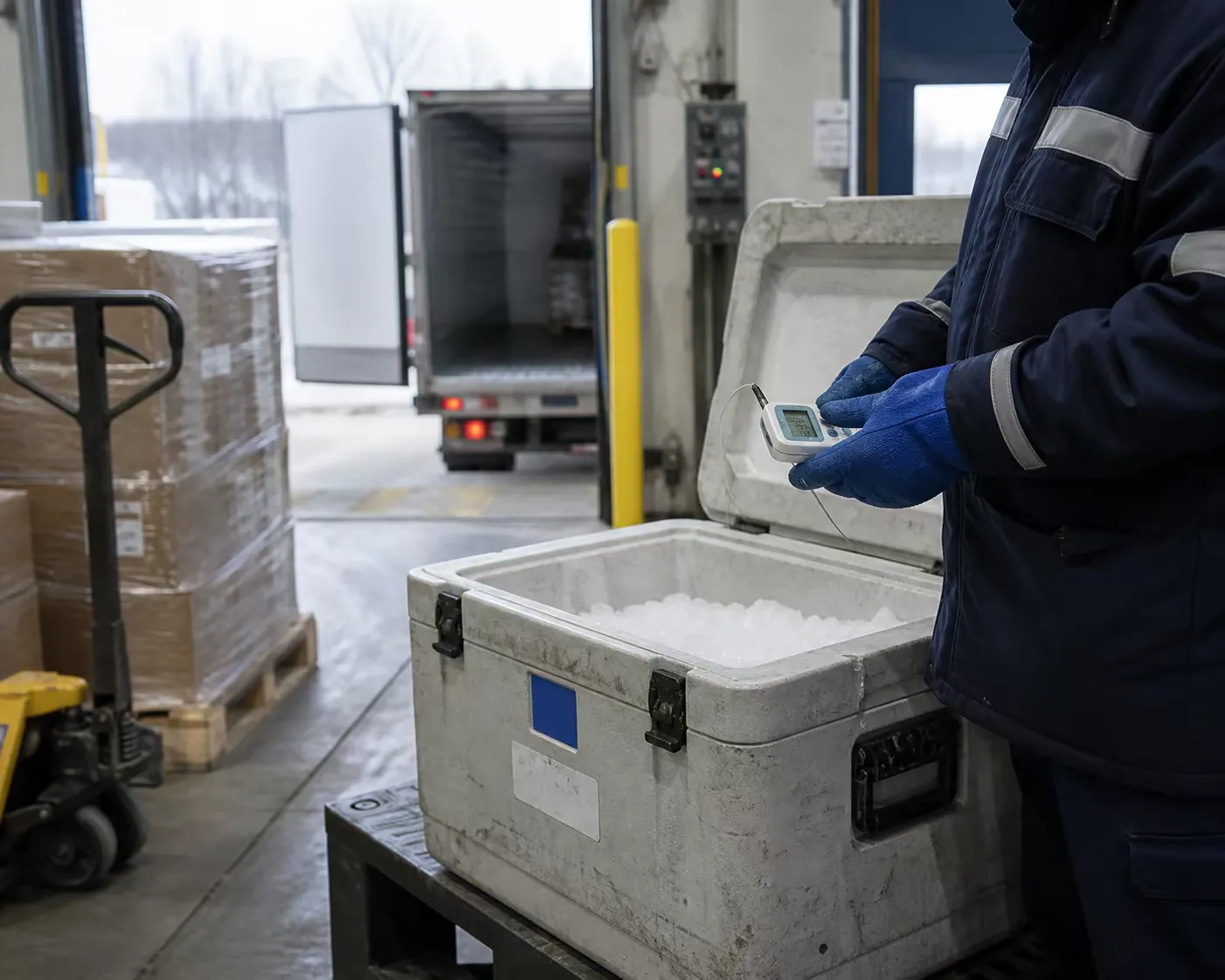 Dry ice in a cold-chain application setting