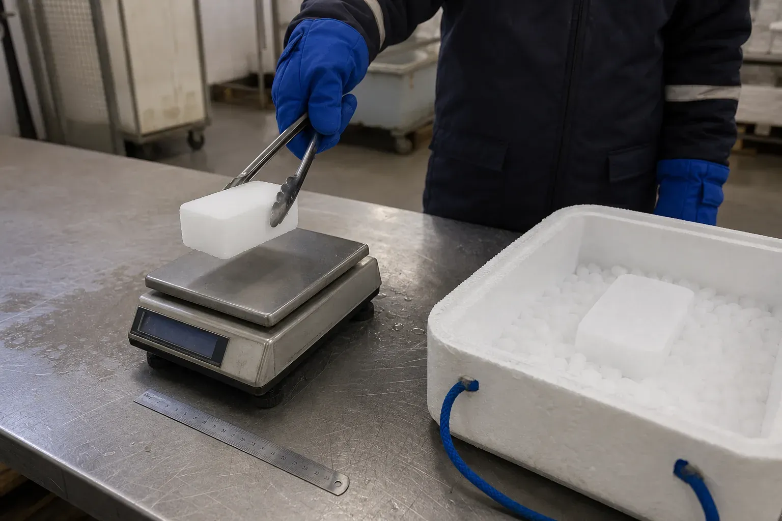 Generic dry ice weight and specification check reference scene